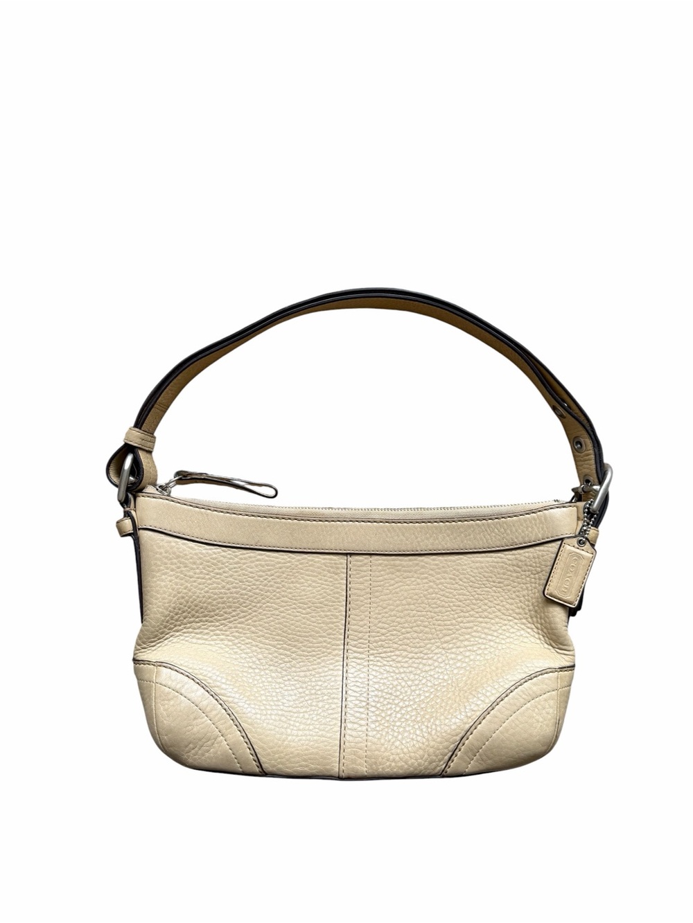 Coach Madison Tan Pebbled Leather Convertible Hobo Crossbody Bag F12321